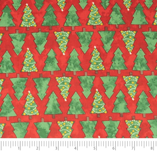 SINGER Christmas Holiday Gnomes Trees Cotton Fabric